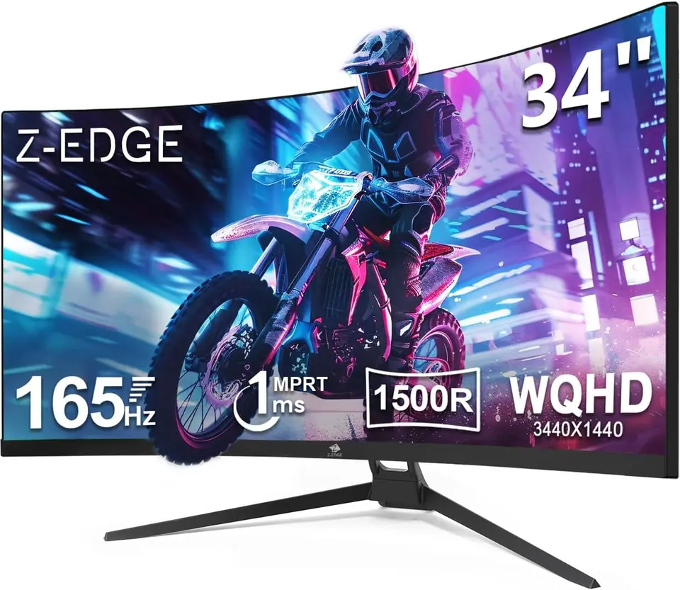 Ultrašidelný 2K Curved Gaming Monitor s obnovovacou frekvenciou 165 Hz, pomer strán 21: 9, 1MS MPRT, rozlíšenie 3440x1440, 1500R zakrivenie
