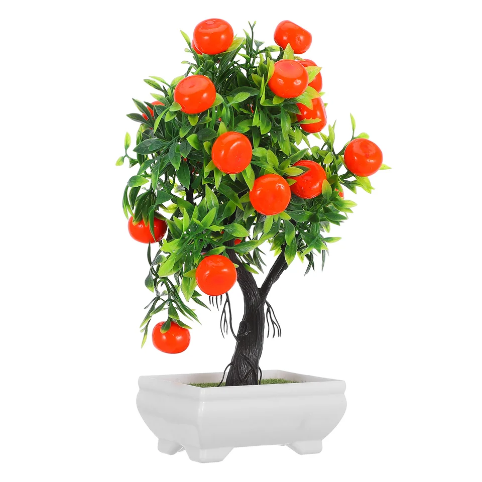 Umelé ovocné stromy faux bonsai kancelária oranžová dekorácia vnútorná rastlina citrón Plastické simulované ovocie