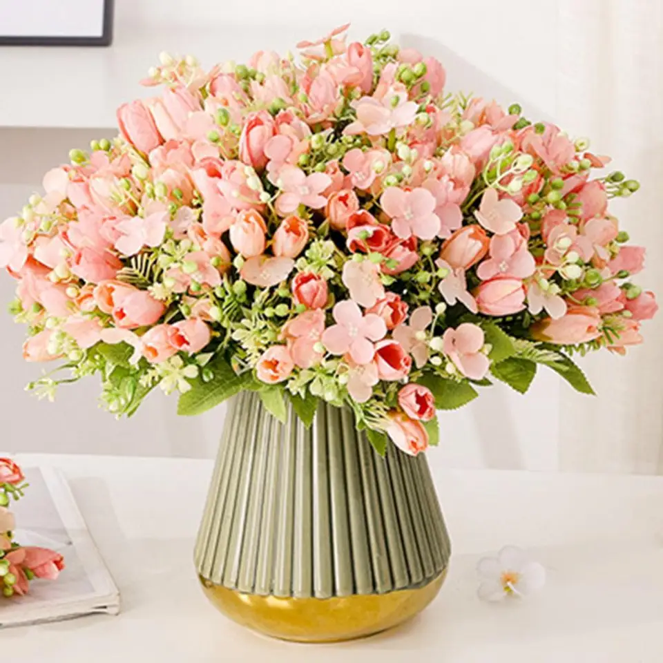 Umelý tulip Hydrangeas realistické dlhá pobočka Photograph