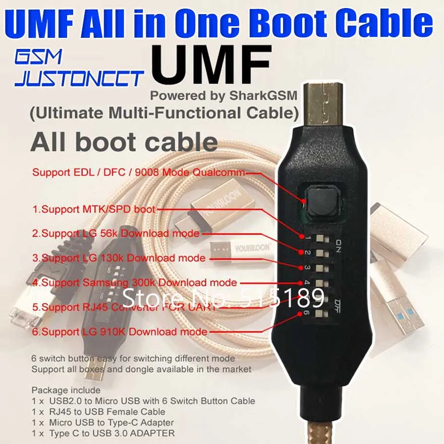 UMF/všetko v jednom kábele pre EDL/DFC pre 9800 model pre Qualcomm/MTK/SPD Boot pre LG 56K/910K