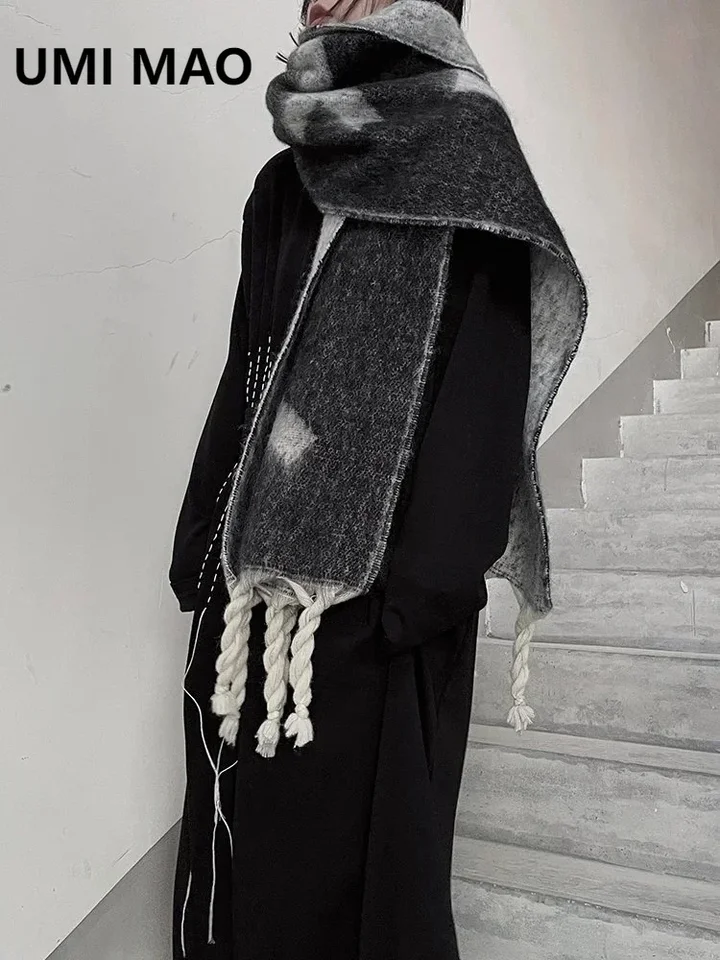 Umi Mao Dámska vintage šatka vyprážaná tvár šál Tassel Zasiahnutý teplý zodpovedajúci všetkým novým príležitostným zimným šatkou