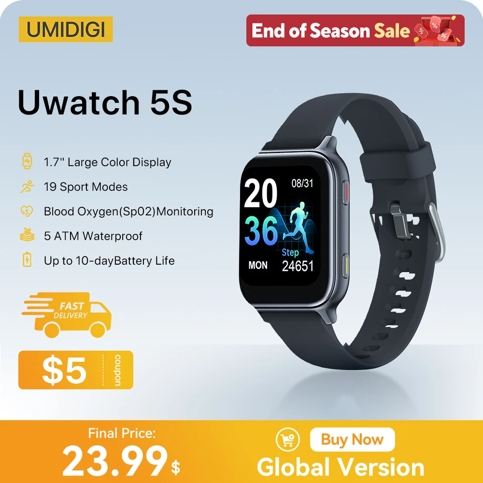Umidigi Uwatch 5S Bluetooth Smart Watch 1,7 
