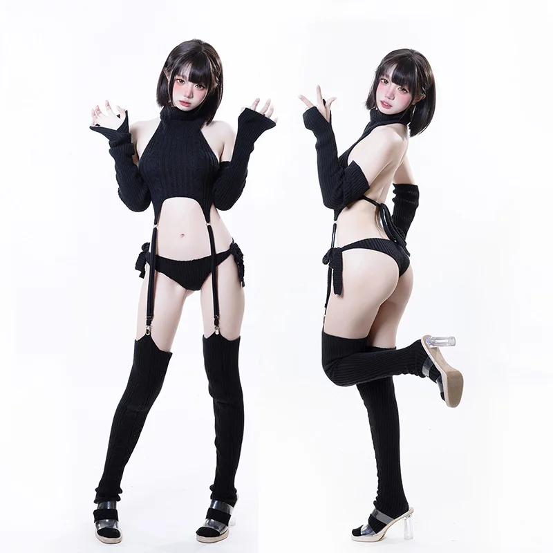 Umývačka anime anime cosplay 2b cosplay kostýmy Ženy Anna Lydia Destroyer Sweat Sexy ovce Čierny sveter sexy spodné prádlo Ženy