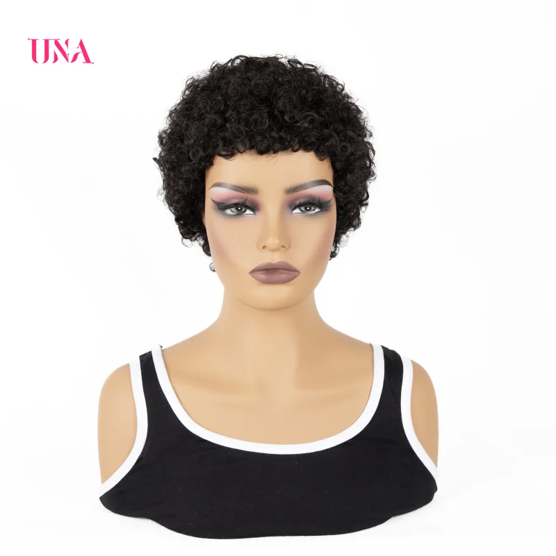 Una krátke ľudské vlasové parochne Parochne nemecké ľudské vlasové parochne 120% Hustota kučery ľudské vlasy afro parochne pre plnú parochňu vyrobené v stroji