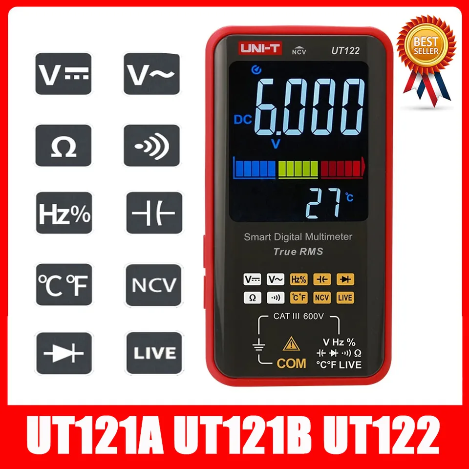 Uni-T UT121A UT121B UT122 SMART Digital Multimeter TRUE RMS Frekvencia napätia Duálne zobrazenie NCV Live Auto Range 6199 Count Meter