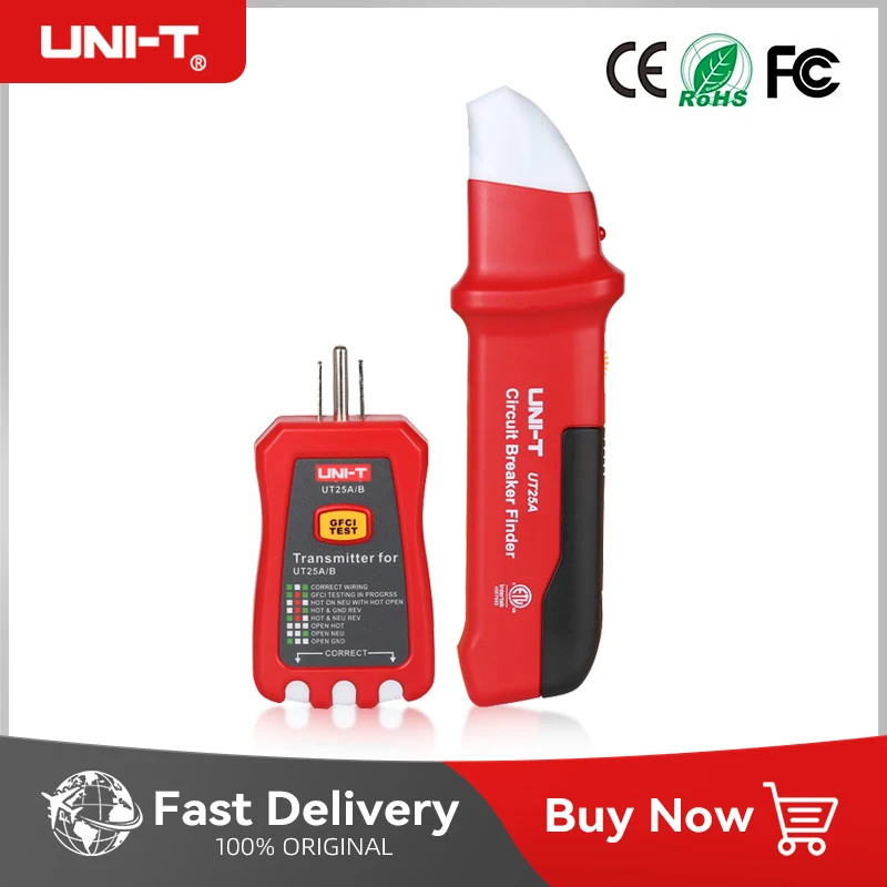 Uni-T UT25A Finder Finder Finder Automatický soketový tester elektrikár Diagnostic-tool s LED indikátorom