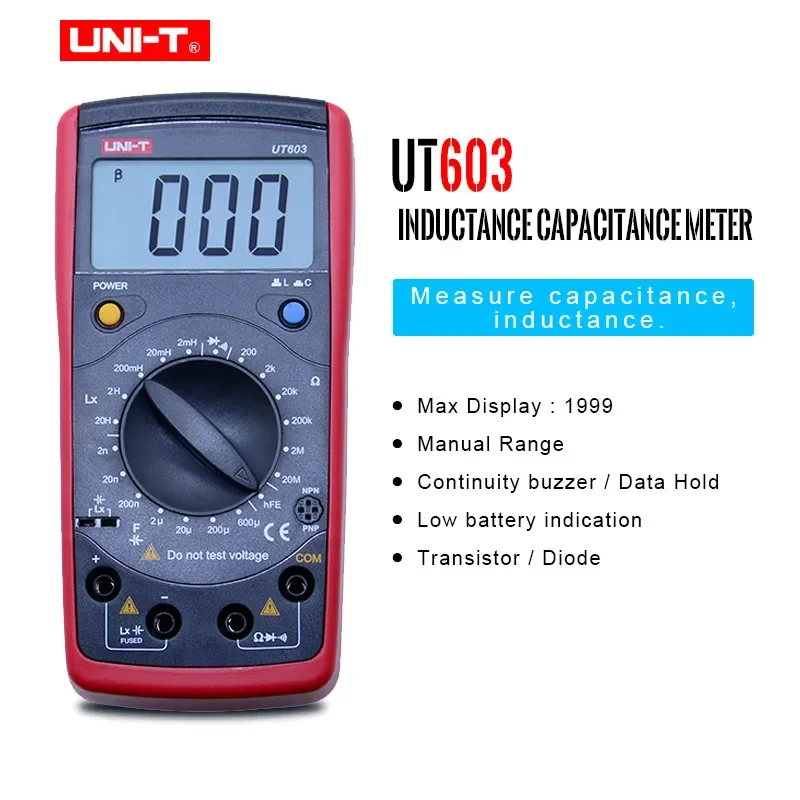 Uni-T UT603 Indukčný kapacitačný odporový tester LCR DIODE RUCKELD OHMMETER TRANSISTOR TEST LCD