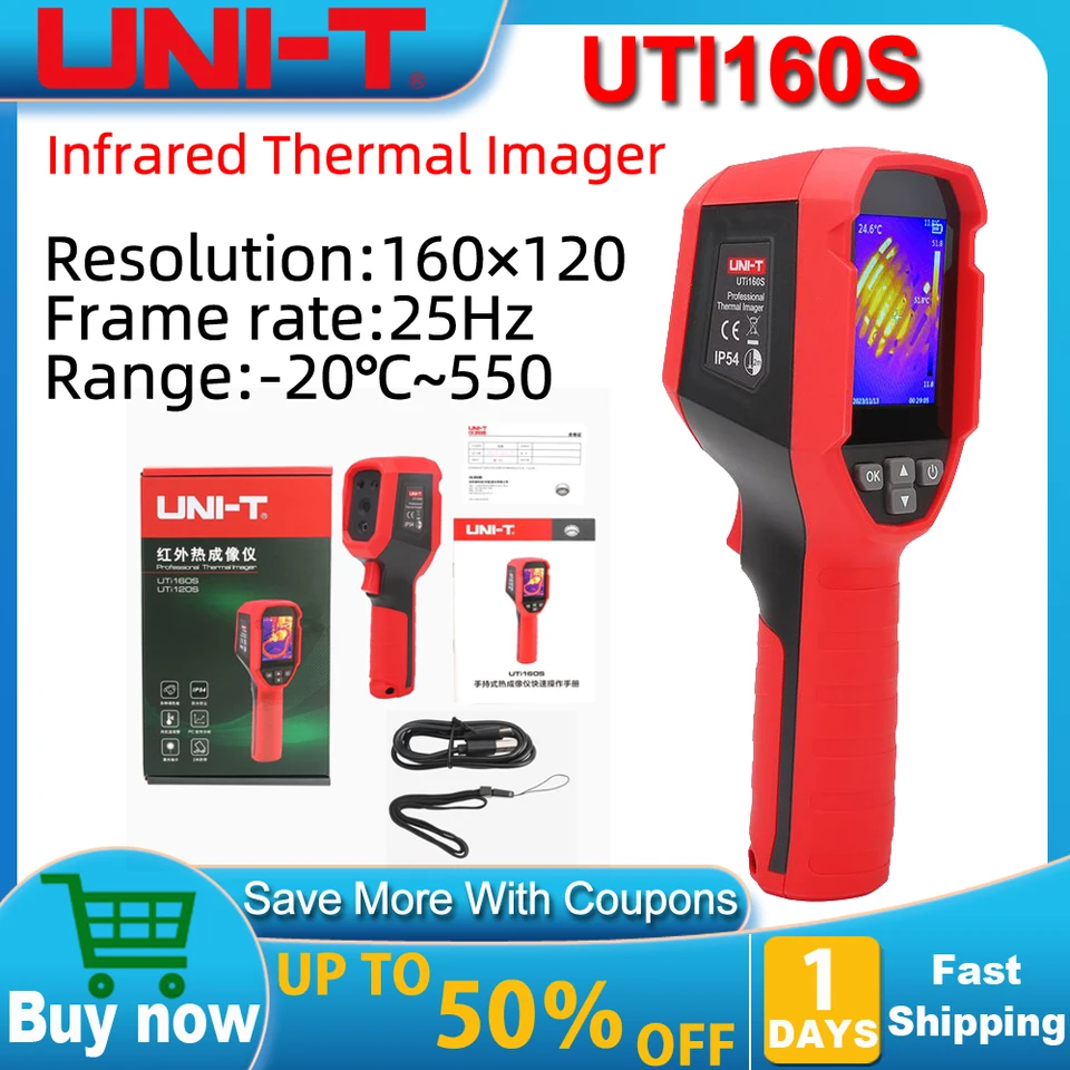 Uni-T UTI160S Thermal Imager Infračervené rozlíšenie 160x120 Thermal Imaging Camera s laserovým počítačovým softvérom IR Termografická kamera