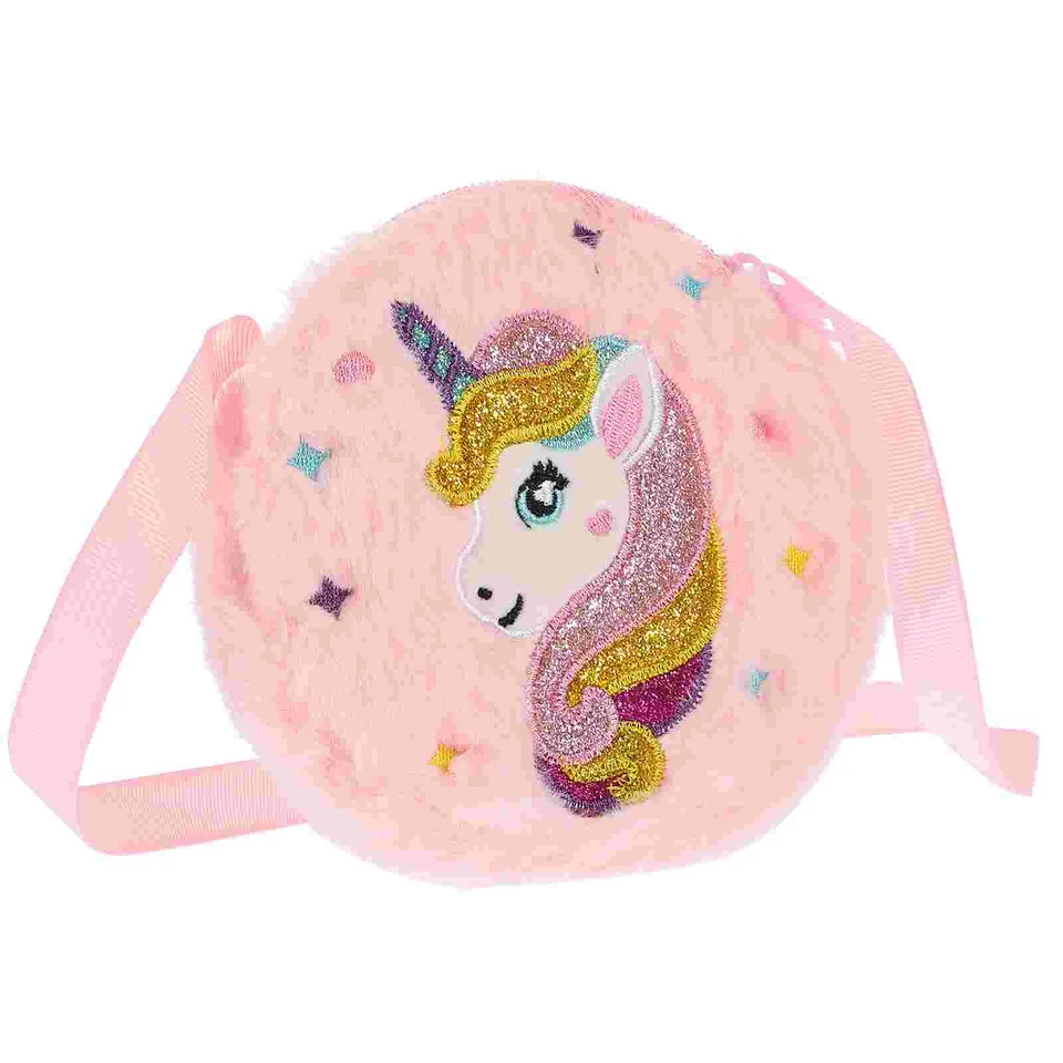 Unicor Round Raele Bag Crossbody Cute Plush Coin Capere (ružová)