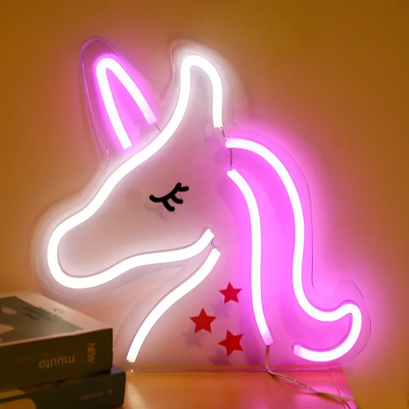 UNICORN NEON LIGHT ACryl Banana Tvar rýchle občerstvenie ružové steny neónové znamenie pre večierok svadobné obchody Restaurant Restaurant Domov Dekorácie