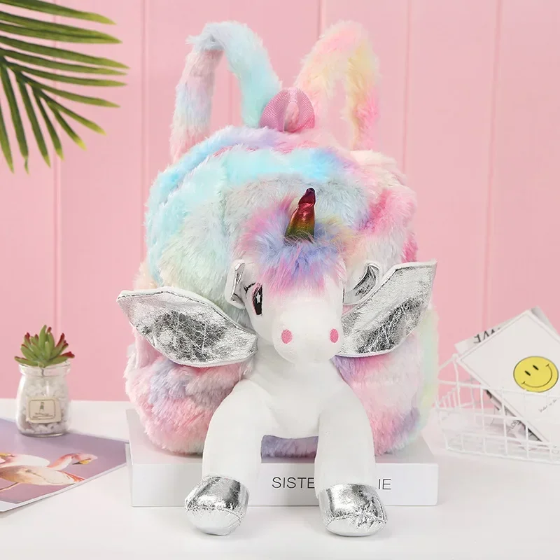 Unicorns Cartoon School Book Bath Batohy roztomilé módy 3D kožušinové batohy pre dievčatá cestovné batoh pre deti školským talentom detský darček