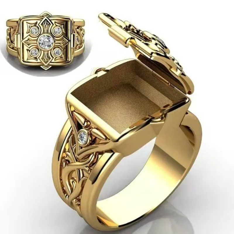 Unikátna krížová čiapka Cap Cuffic Loclet Small Secret Pattern Copper Rings pre mužov Zásnub Svadobná strana mužských prsteňov šperky