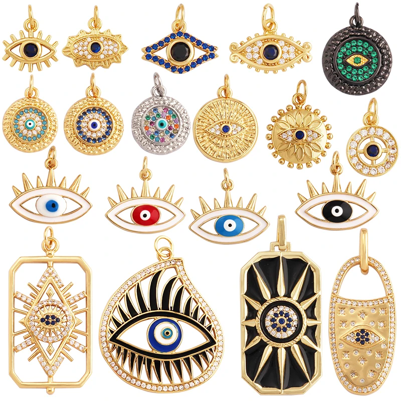 Unikátny módny amulet Turkish Lucky Evil Eye Prendant, 18k zlatý kubický zirkón Dláždený, náramky s náramkami šperkov L52