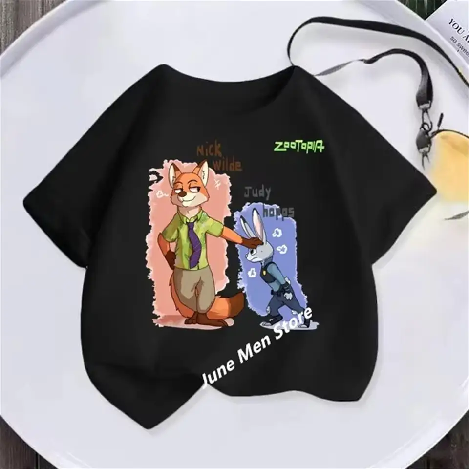 (Uniqlo） Tričko z módy Krátke rukávy Zootopia Boys & Girls Summer Baggy Top Funky New Style Tričko letné pánske oblečenie