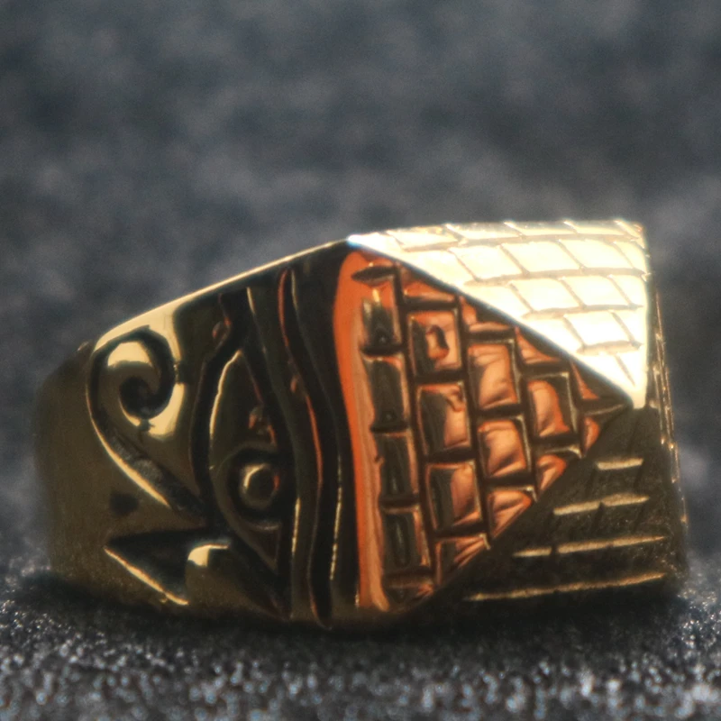 Unisex 316L z nehrdzavejúcej ocele Cool VŠETKY EYE EYE PHAROOH PYRID ANUBIS Jackal ZLATNÝ RING