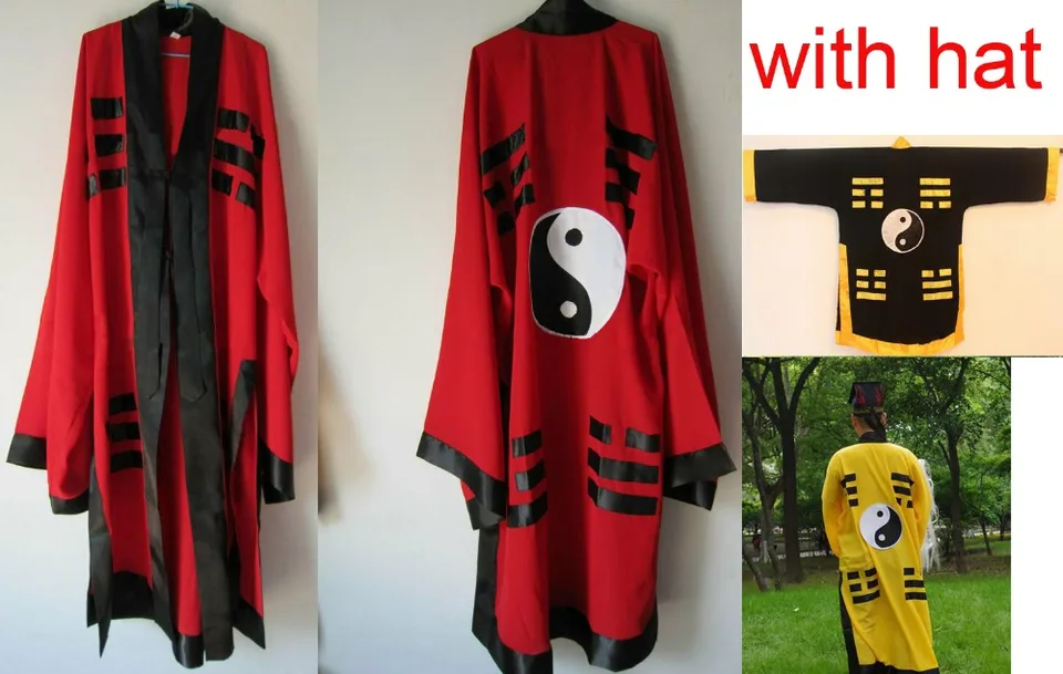 Unisex 3Colors Červená/čierna/žltá Tai Chi Sits Taoism Uniformy Taoistické plášťové šaty odevy