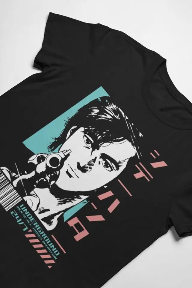 Unisex City Hunter retro anime tričko, Ryo Saeba, Kaori Makimura Manga tričko