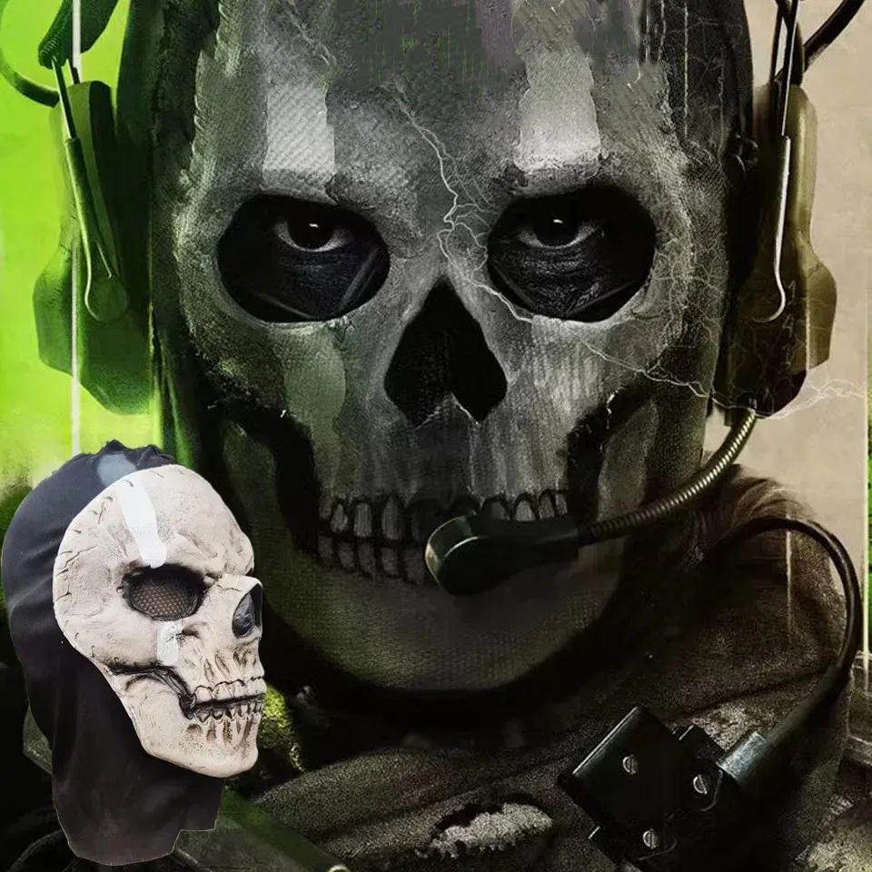 Unisex Halloween Horror Ghost Skull Mask Call of Duty MW2 Latex Headge Gear Helma Cosplay Cosplay Person