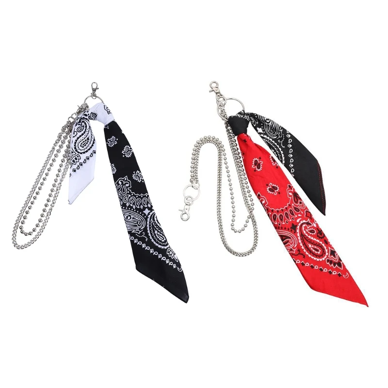 Unisex hip hop paisley bandana kerchief peňaženka reťazec rock punk stuha cyklistický cyklistický šatk šatky kovové keychain tašky nohavice šperky