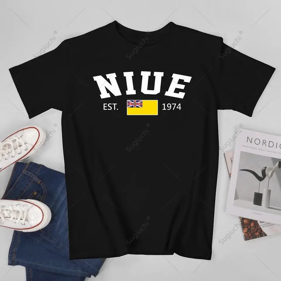 Unisex muži niue est.1974 Deň nezávislosti Tshirt Tees Tirts Dámsky chlapci 100% bavlnené tričko
