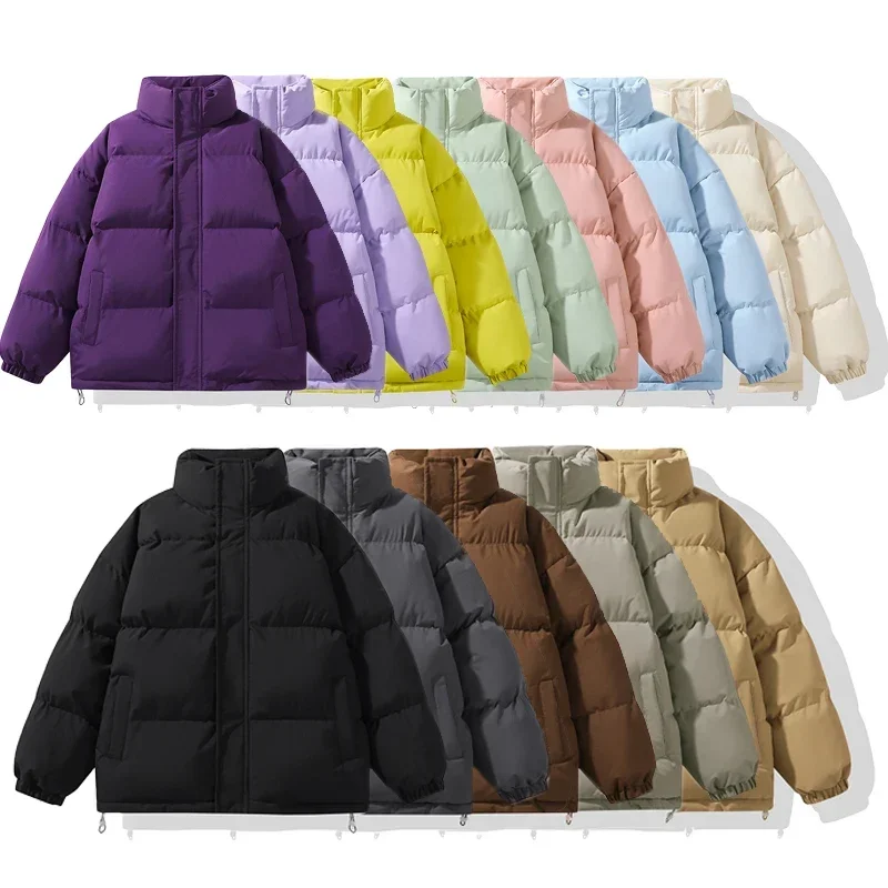 Unisex na jeseň Zimná zima teplá parka bunda Men Ženy žltá fialová ružová fleece Casual Parkas Outerwear Pánske plátna Coats Clothes 12 farby