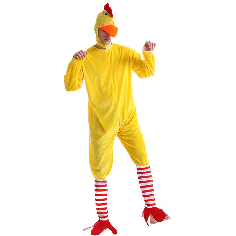 Unisex pre dospelých Funky žlté kuracie kostýmy zviera zvieracie kuracie mäso luxusné šaty halloween cosplay