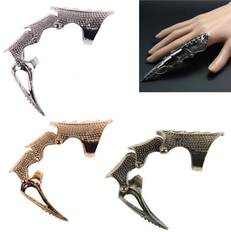 Unisex punk rytier dvojitá lebka prsteň prsteň kĺbové brnenie Full prsteň gotický punk strieborný duch rings muži žena
