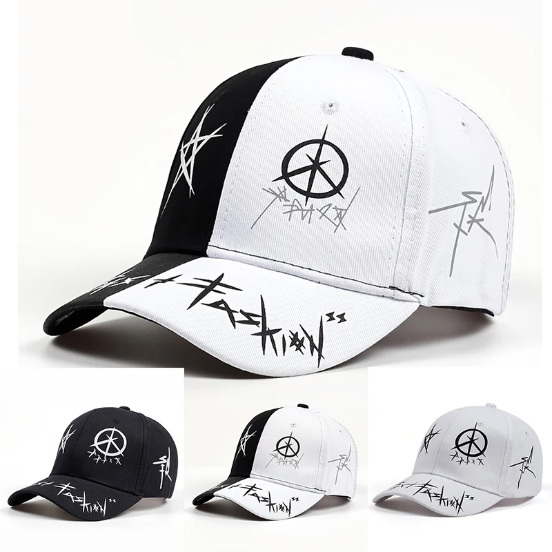 Unisex písmenový vzor tlač Snapback baseball čiapky Spring a jeseň vonkajšie nastaviteľné neformálne klobúky Slnečné klobúky