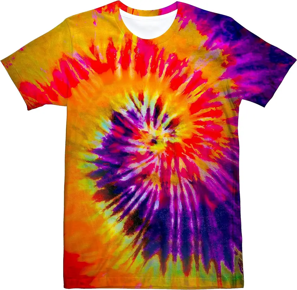 Unisex retro kravata Dye T košeľa pre mužov Ženy 70. roky 80. roky Hippies Senior Tet-Dye Tee Trhirt 3D tlač vintage odev