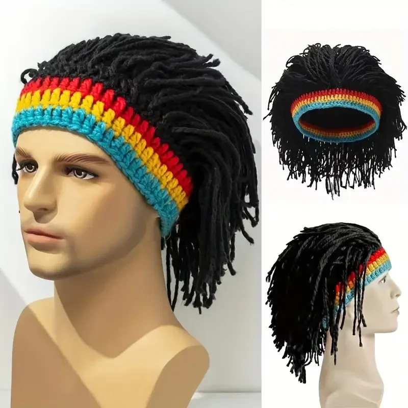 Unisex syntetické falošné vrkoč Dreadlock Dreadlock parochne čiapky čiapky čiapky vyrábané ručne vyrábané háčkované klobúky Gorro Rasta Jamajka African Party Hip Hop Dance Hat Hat