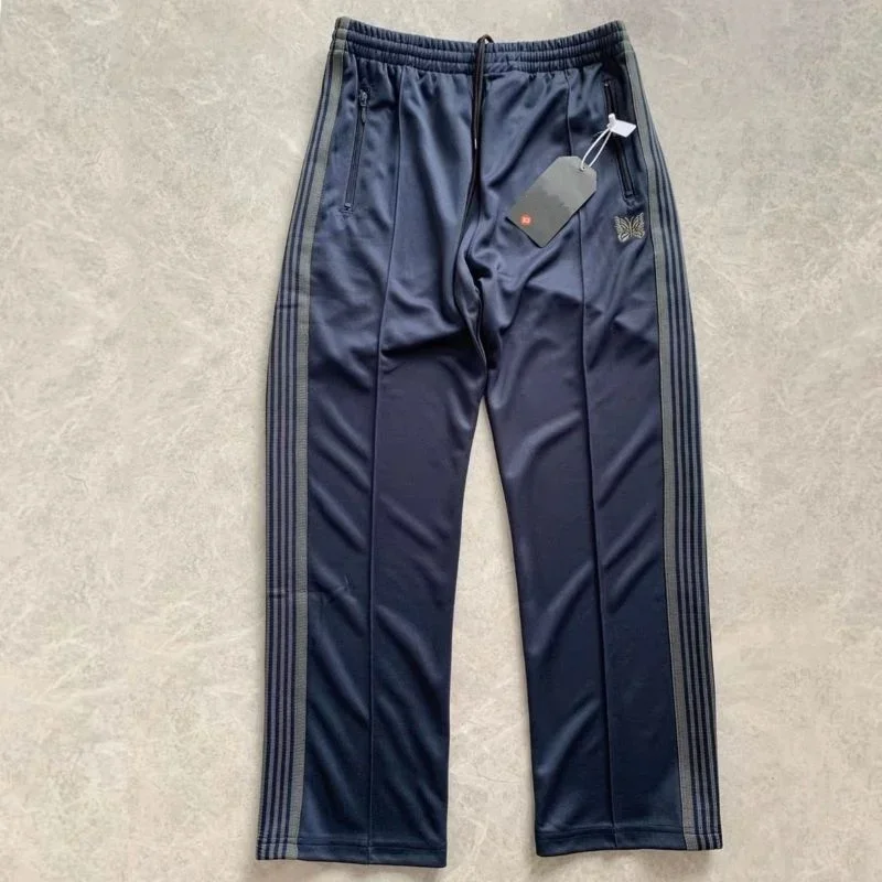 Unisex Track Pants 1: 1 Kvalitná motýľová výšivka Royal Blue Stupepants Stripes Príležitostné šnúrky Športové nohavice Men Ženy