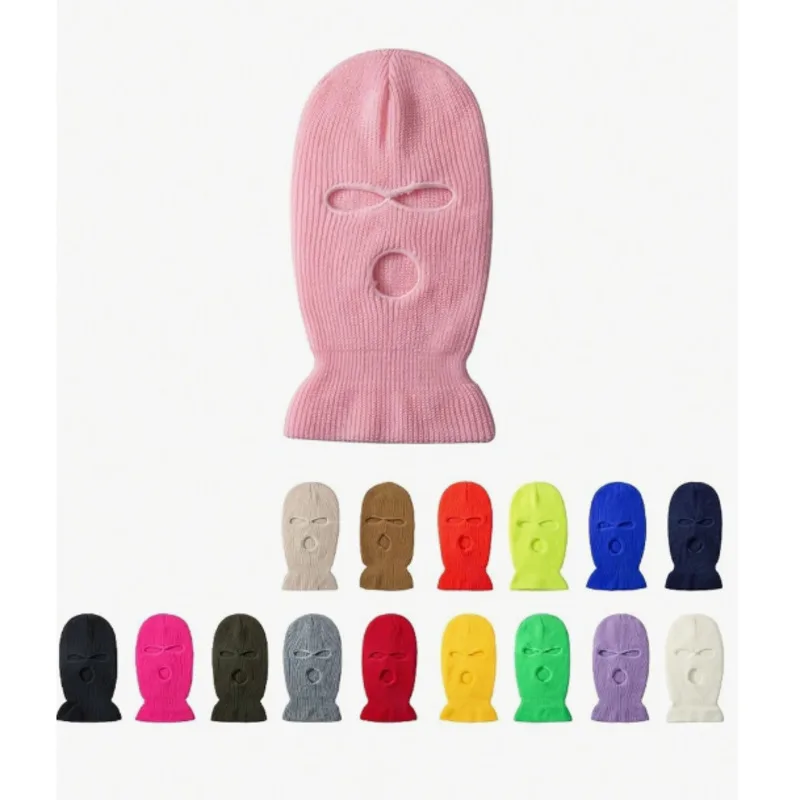Unisex Y2K v štýle CandyColoredThickened Troj otvor sbalaclava a brim, vhodné na každodenné vonkajšie a v zime