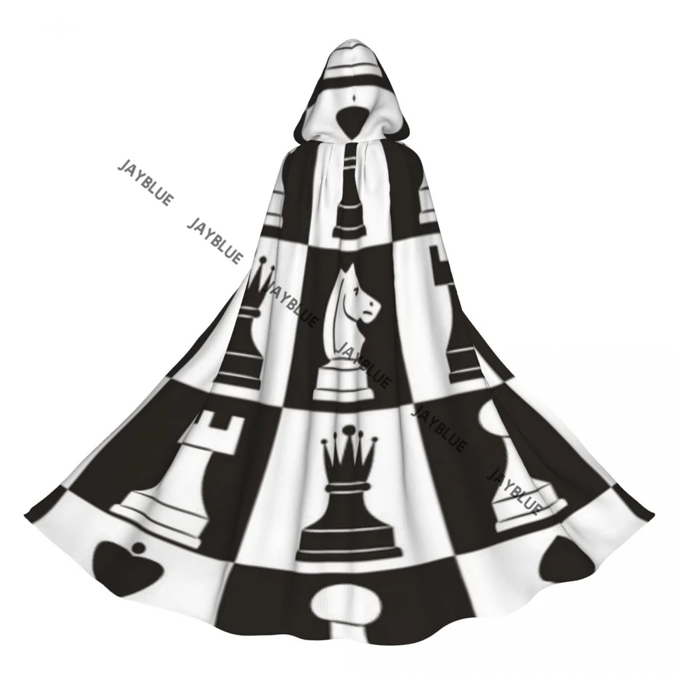 Unisex čarodejnícke strana reverzibilná s kapucňou dospelých upírov Cape Cloak Chess Puss na palube