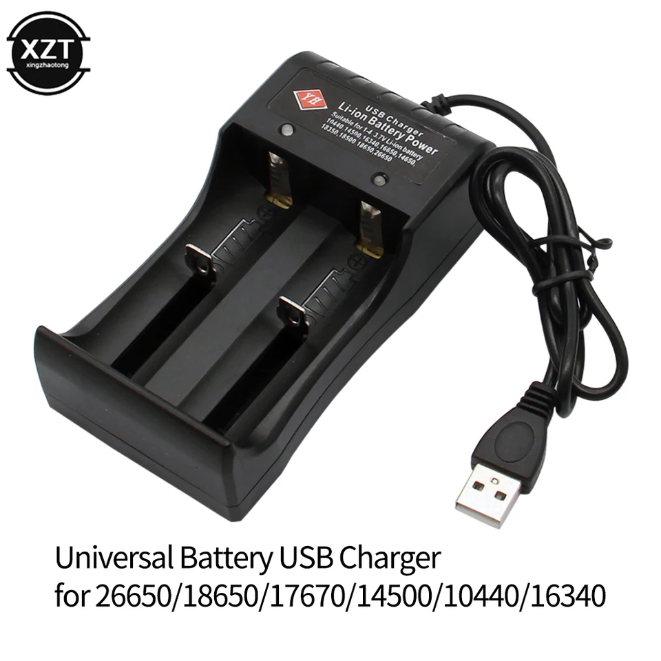 Universal 1/2 slotová batéria 3,7 V USB nabíjačka inteligentná nabíjačka pre dobíjateľné batérie li-ion NIMH 18650 26650 14500 17670