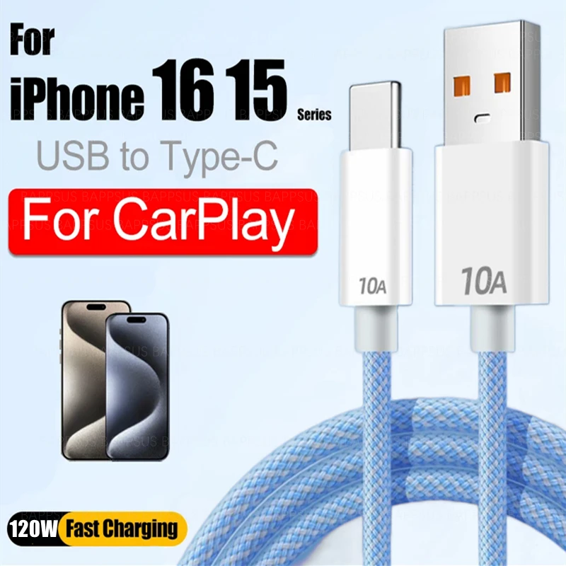 Universal 10A Fast Charger USB na typ C 120W Rýchle nabíjanie kábla pre iPhone 16 15 Pro Max