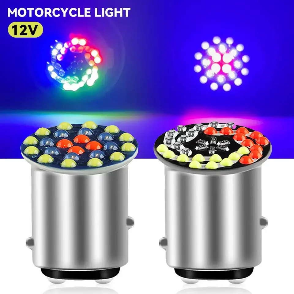 Universal 12V 1157 RGB LED motocyklové svetlomety žiarovky 24SMD 30SMD LAMP BLACKING MOTOBIKOVÉHO MOTOBIKY BRIGHT 1157 BAY15D P21 5W