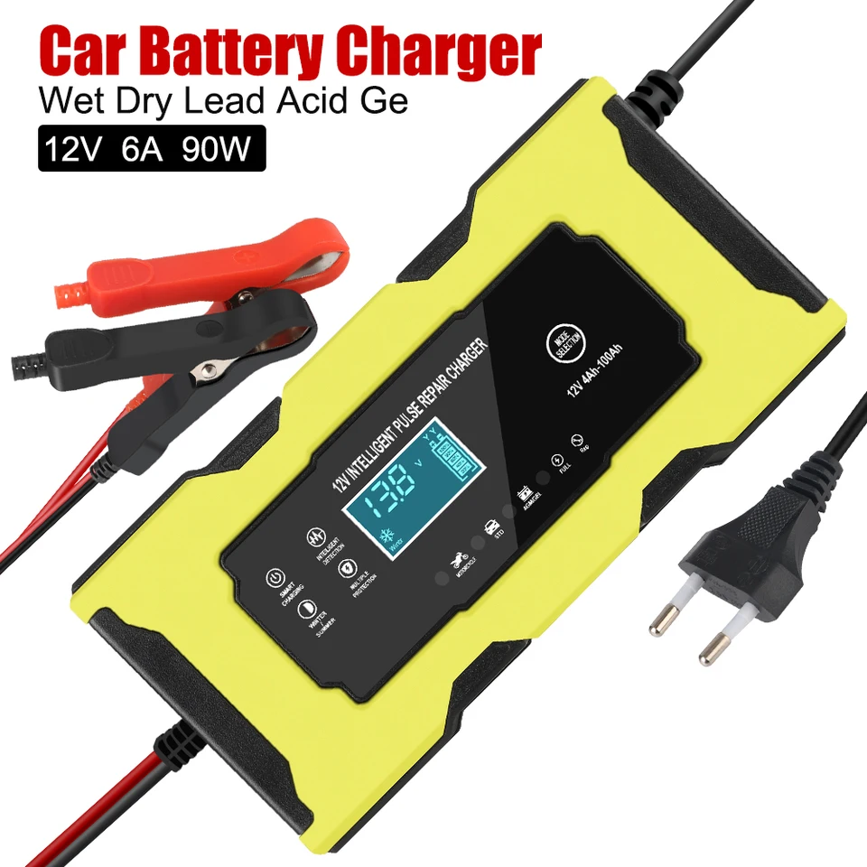 Universal 12V 6A auto automatické nabíjačka nabíjačku Smart Truck Motorcycle nabíjačku nabíjačku pulz Pulse