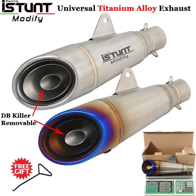 Universal 51 mm motocykel výfukových plynov titánu zliatiny zliatiny Escape Modify SilencerMuffler DB Killer pre R6 R1 ZX6R MT-09 CBR500RR Z900