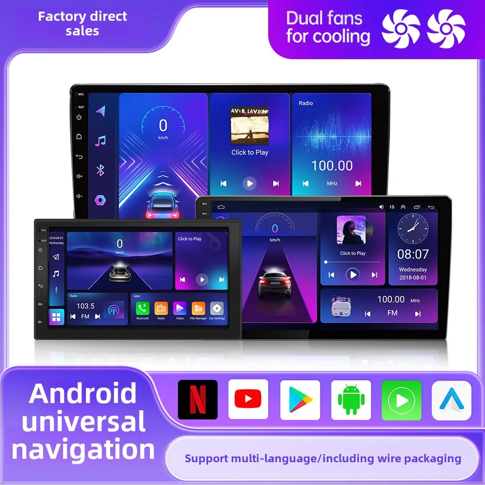 Universal 7/9/10inch Android OS multimediálne GPS WiFi CarPlay Android Auto 2 DIN FM Radio Stereo prijímač Player Dual Cooling ventilátor