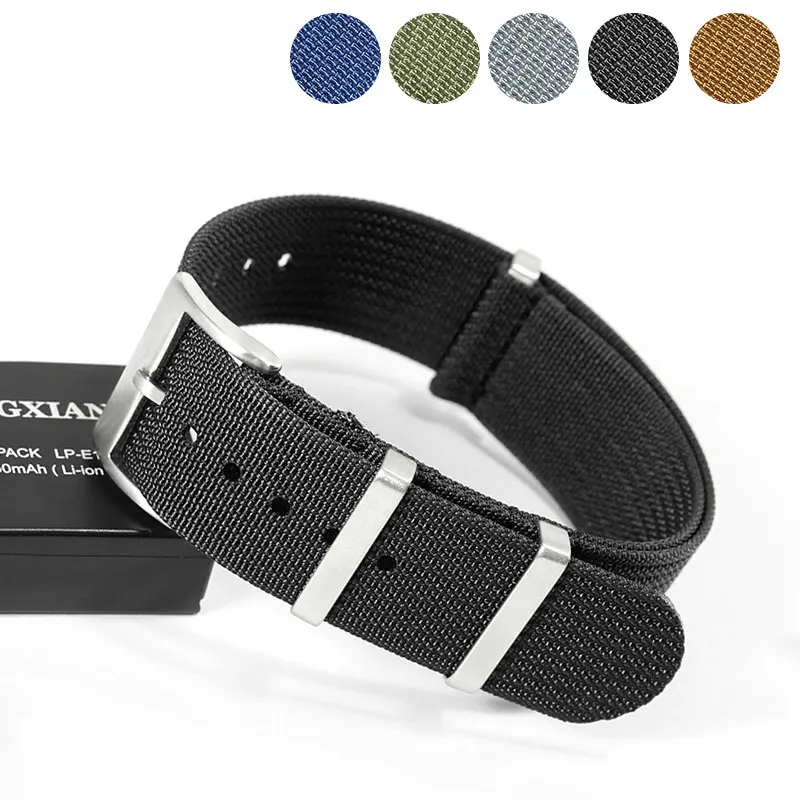 Universal Brand Flat Interface tkané nylonové hodinky 19/20/21/22 mm