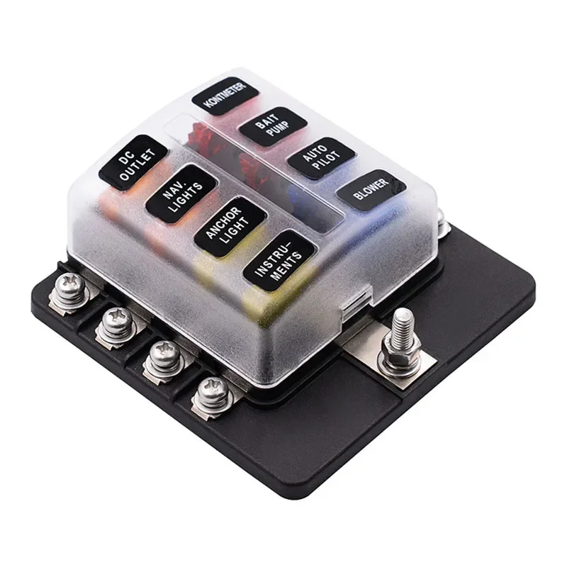 Universal CAR 6 Cesta 8 -Way Blade poistka Terminálového bloku automatická dráha poistky Polovník Spínač napájacieho konektora s svetlom 12v 24V