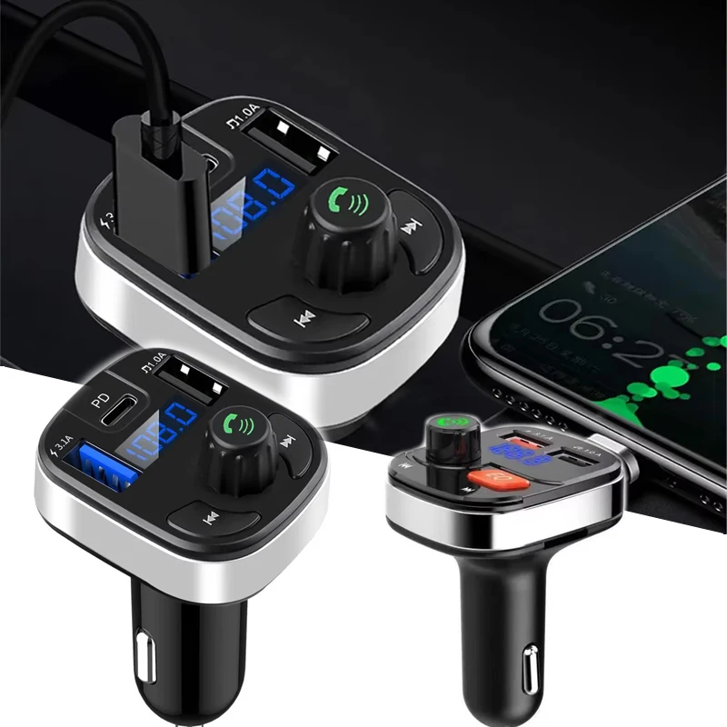 Universal Car Bluetooth prijímač cigarety Zapaľovač popruhu nabíjačku mp3 prehrávajúci adaptér duálny port USB port inteligentná rýchla nabíjačka