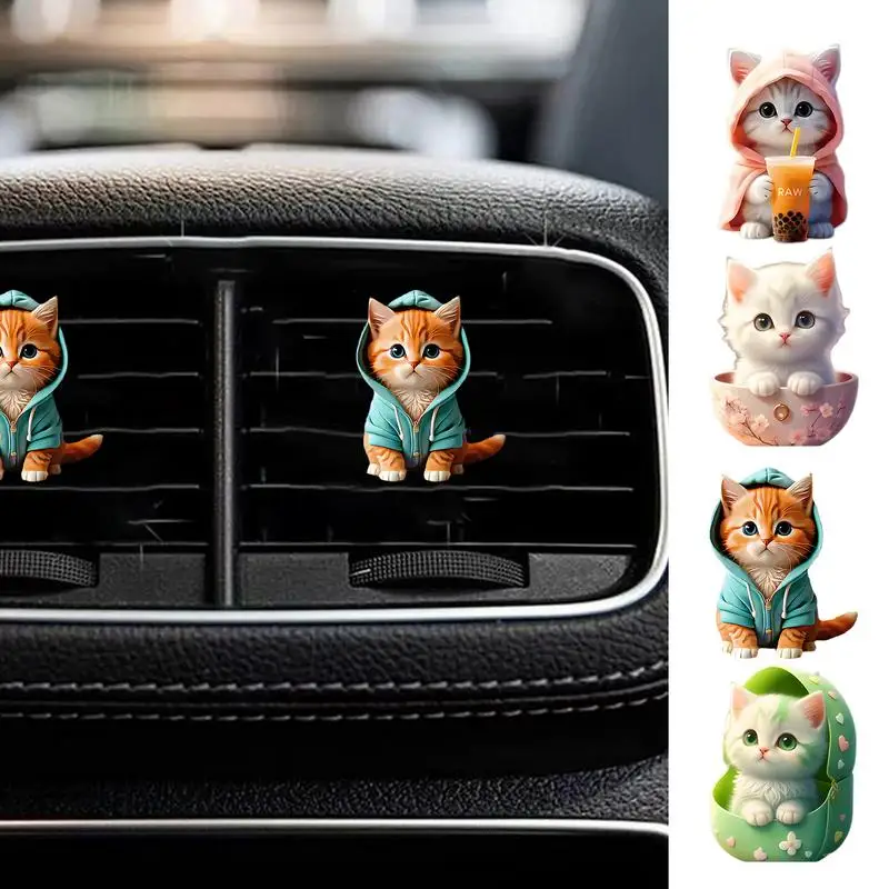 Universal Cute Cat Acryl 2d Air Vent Clip Clip Auto osviežovač vetracie klip aromaterapeuta vôňu difuzérové ​​klipy