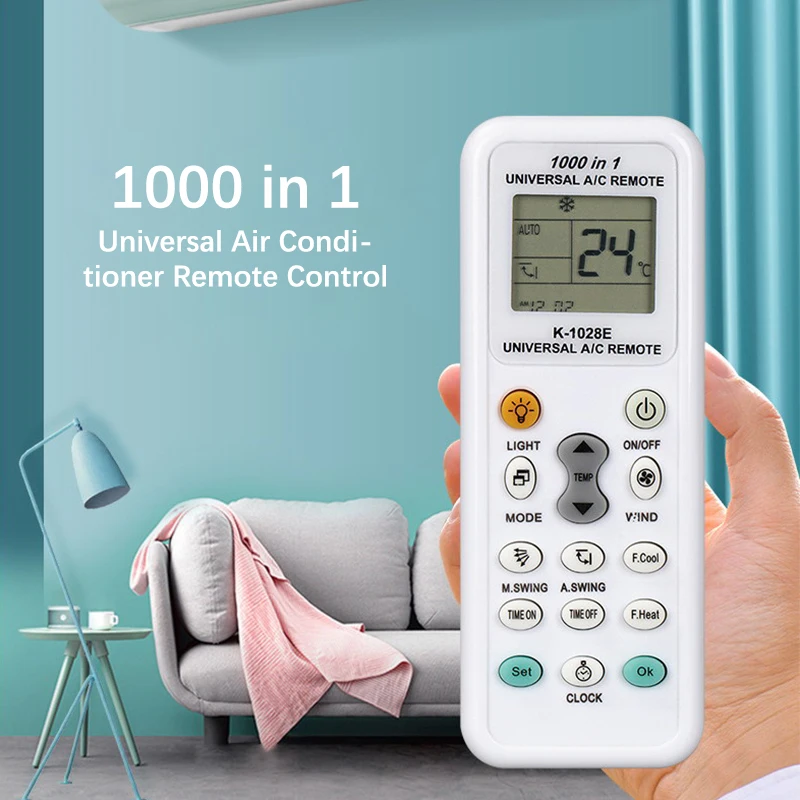 Universal K-1028E Nízka spotreba energie 1000 v 1 klimatizácii vzdialeného LCD A/C Diaľkový ovládač