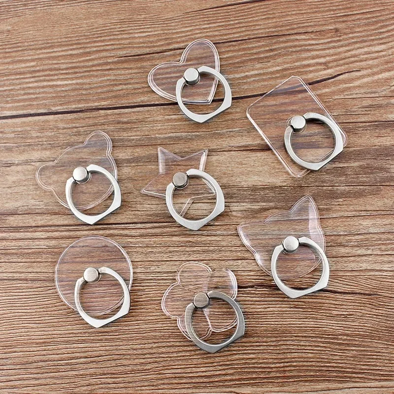 Universal stent mobilný telefón držiak stojan na prsteň Magnetický pre roztomilý mobilný múdrový telefón Priehľadný držiak pre iPhone Samsung