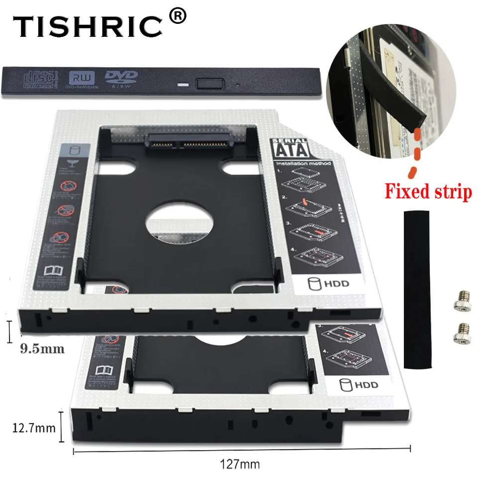 Universal Tishric 9,5 mm/12,7 mm 2nd HDD Caddy SATA 3.0 Adaptér pre 2,5 