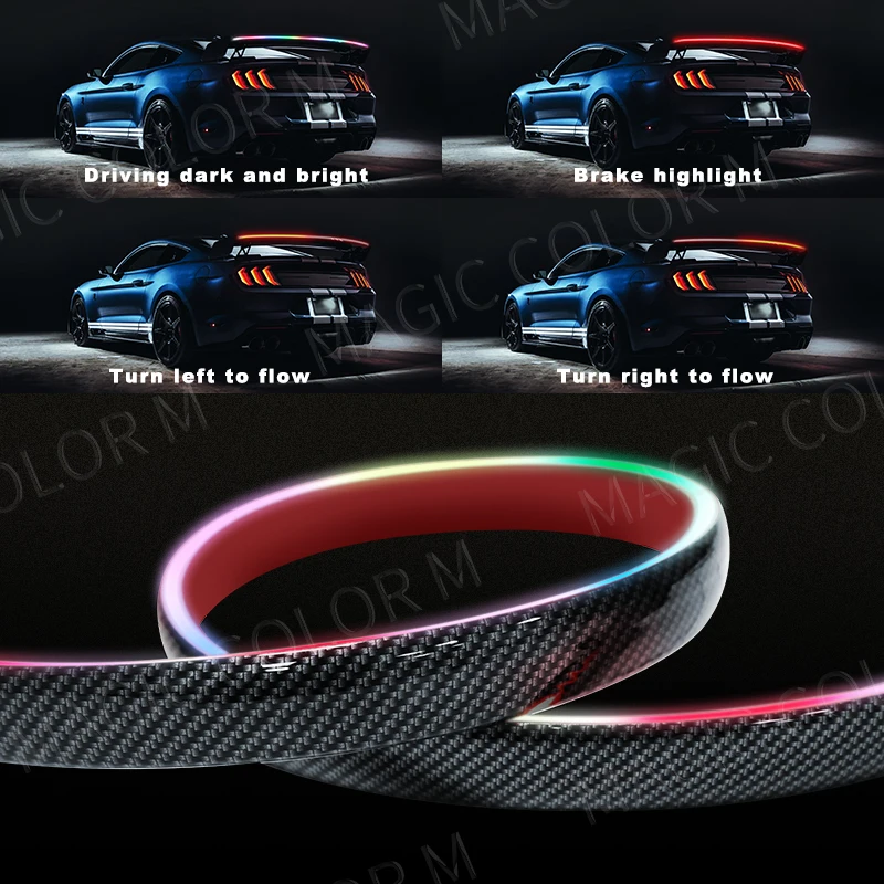 Univerzálne auto LED TACK Svetlo pruh 130 cm 51 palcov vodotesný vodotesný uhlíkový spojler brzdová lampa hnacia zákruta SIGNAL SVETLO BARA ČERVENÉ RGB