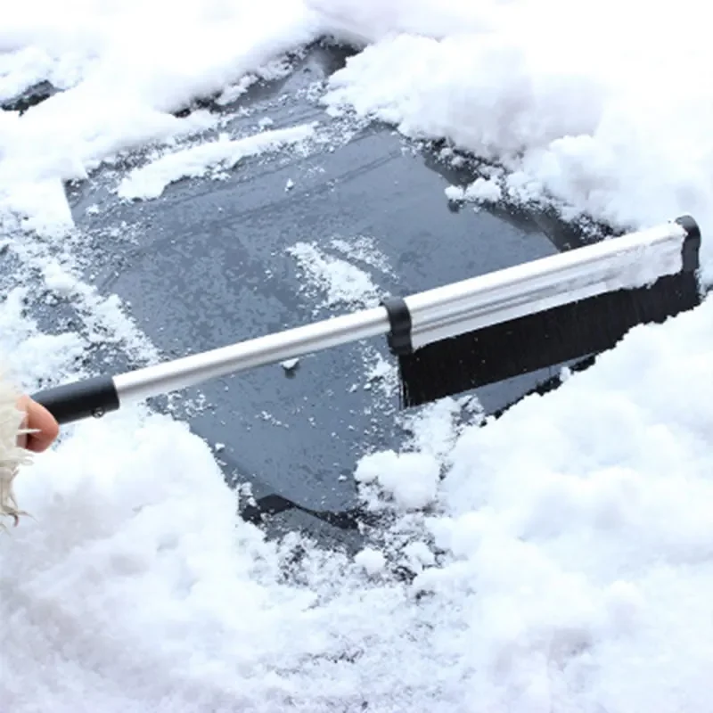 Univerzálne auto ľadová škrabka Nylonová kefka Odstraňovanie snehu Lopleta nastaviteľná teleskopická hliníková zliatina Pull Rod Wash Preser pre automobil