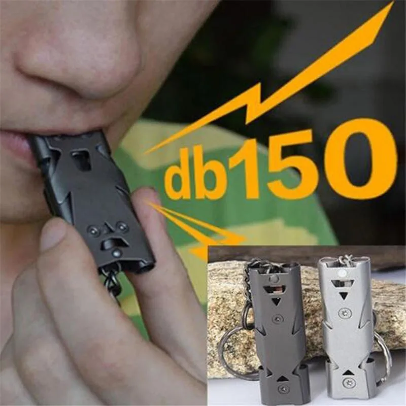 Univerzálne píšťalka 150 dB hliníková zliatina Dvojitá trubica Životnosť Núdzové SOS bezpečnostné prežitie Nástroj Outdoor Camping E.