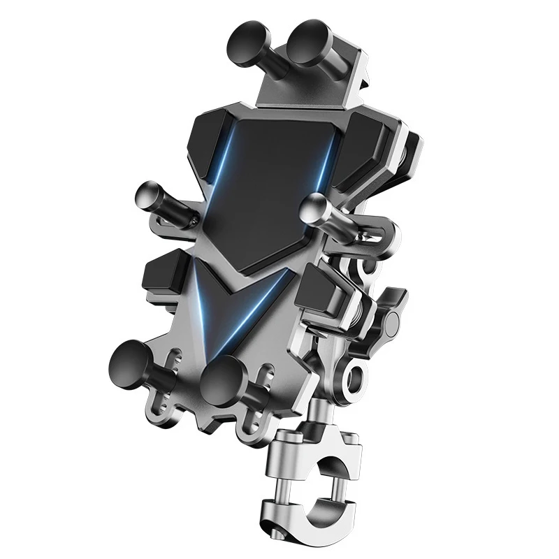 Univerzálny držiak na motocykle Držiteľ zliatiny zliatiny Absorbovanie 360 ​​° Rotácia GPS Clip Motos Bike Mobile Phone Navigation A008